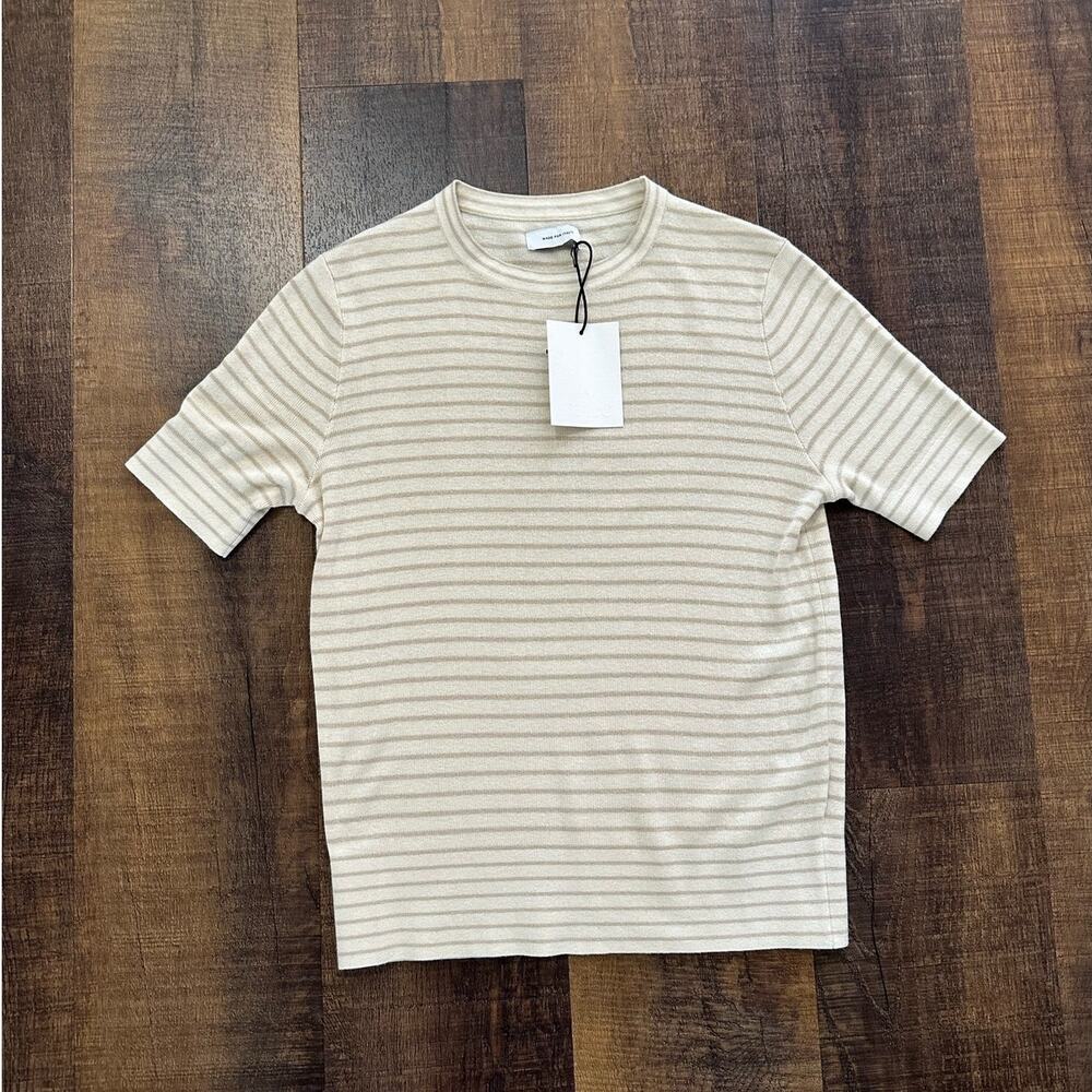 Italic Silk Cashmere Striped Knit Tee XS NWT Luxury Minimalist Quiet Luxury